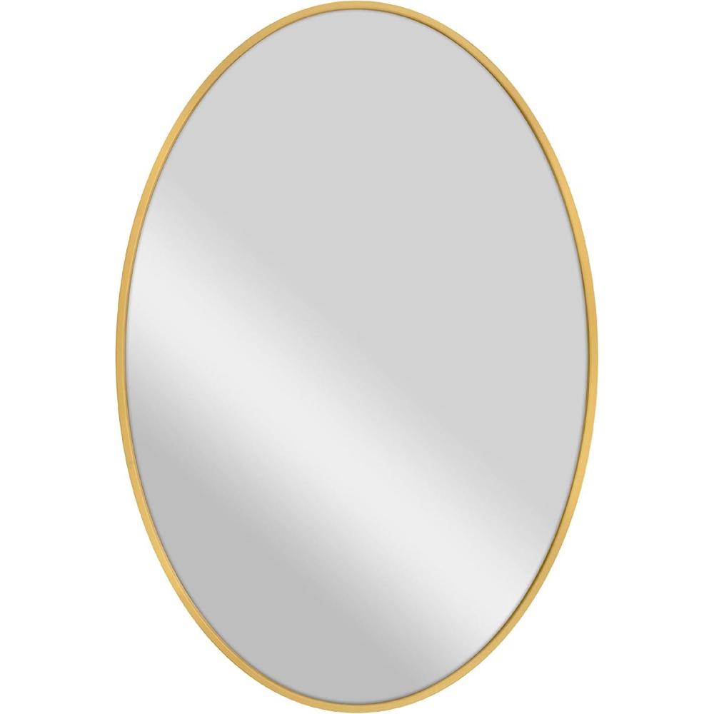imageMCS Master ampamp Co Modern Metal Large Wall Mirror Minimalist Home Decor Oval Mirror for Living Room Bedroom or Bathroom 21 by 31 Inch Brass