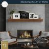 imageMCS 72Inch Mantel Master ampamp Co Walnut Woodgrain Finish Solid Wood Floating Fireplace Mantel Long Floating Shelf for Livingroom with Wood Cleat Hanging System Photo and Home Decor Display ShelfWhite