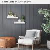 imageMCS Floating Shelf Room Decor Wooden Shelf Black 24 x 8 InchWhite
