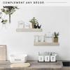 imageMCS Floating Shelf Room Decor Wooden Shelf Walnut Woodgrain 12 x 8 Inch Set of 2Grey