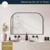 imageMCS Master ampamp Co 26in Round Brass Black Mirror Modern Wall Hanging Large Mirror for Bathroom Bedroom ampamp LivingroomBlack