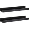 imageMCS Picture Ledge Shelf Room Decor Floating Shelf Gray Woodgrain 35 Inch Set of 2Black