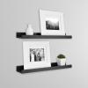 imageMCS Picture Ledge Shelf Room Decor Floating Shelf Gray Woodgrain 35 Inch Set of 2Black