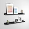 imageMCS Picture Ledge Shelf Room Decor Floating Shelf Gray Woodgrain 35 Inch Set of 2Black