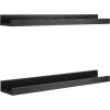 imageMCS Picture Ledge Shelf Room Decor Floating Shelf Gray Woodgrain 35 Inch Set of 2Black