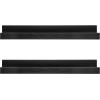 imageMCS Picture Ledge Shelf Room Decor Floating Shelf Gray Woodgrain 35 Inch Set of 2Black