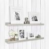 imageMCS Picture Ledge Shelf Room Decor Floating Shelf Gray Woodgrain 35 Inch Set of 2Grey