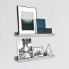imageMCS Picture Ledge Shelf Room Decor Floating Shelf Gray Woodgrain 35 Inch Set of 2Grey