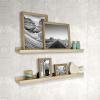 imageMCS Picture Ledge Shelf Room Decor Floating Shelf Gray Woodgrain 35 Inch Set of 2Natural