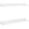 imageMCS Picture Ledge Shelf Room Decor Floating Shelf Gray Woodgrain 35 Inch Set of 2White