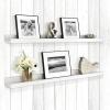 imageMCS Picture Ledge Shelf Room Decor Floating Shelf Gray Woodgrain 35 Inch Set of 2White