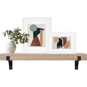 imageMCS 72Inch Mantel Master ampamp Co Walnut Woodgrain Finish Solid Wood Floating Fireplace Mantel Long Floating Shelf for Livingroom with Wood Cleat Hanging System Photo and Home Decor Display ShelfWhite Woodgrain