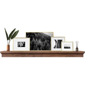 imageMCS 72Inch Mantel Master ampamp Co Walnut Woodgrain Finish Solid Wood Floating Fireplace Mantel Long Floating Shelf for Livingroom with Wood Cleat Hanging System Photo and Home Decor Display ShelfWhite