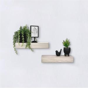 imageMCS Floating Shelf Room Decor Wooden Shelf Walnut Woodgrain 12 x 8 Inch Set of 2Grey