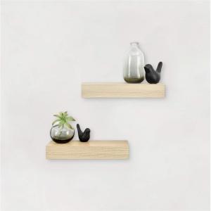 imageMCS Floating Shelf Room Decor Wooden Shelf Walnut Woodgrain 12 x 8 Inch Set of 2Natural