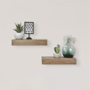imageMCS Floating Shelf Room Decor Wooden Shelf Walnut Woodgrain 12 x 8 Inch Set of 2Walnut