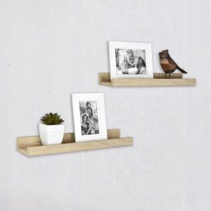 imageMCS Picture Ledge Shelf Room Decor Floating Shelf Gray Woodgrain 35 Inch Set of 2Natural