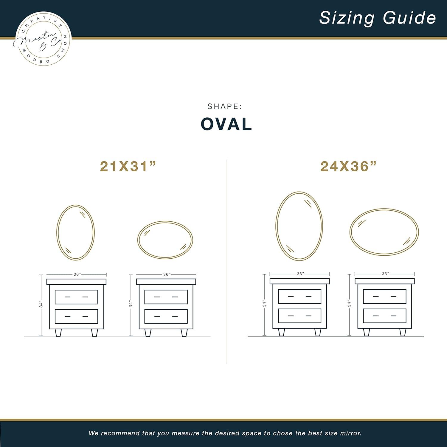 imageMCS Master ampamp Co Modern Metal Large Wall Mirror Minimalist Home Decor Oval Mirror for Living Room Bedroom or Bathroom 24 by 36 Inch Brass