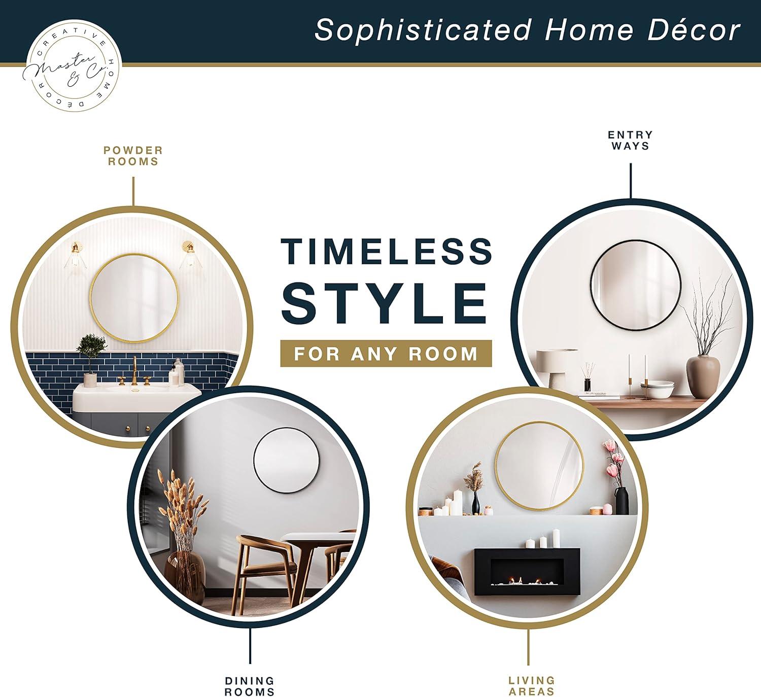 imageMCS Master ampamp Co Modern Metal Round Wall Mirror Minimalist Home Decor Circle Mirror for Living Room Bedroom or Bathroom 30 Inch Brass