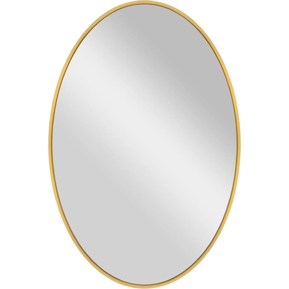 imageMCS Master ampamp Co Modern Metal Large Wall Mirror Minimalist Home Decor Oval Mirror for Living Room Bedroom or Bathroom 24 by 36 Inch Brass