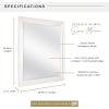 imageMCS Frameless Wall Mirror with 1 inch Bevel 24x36 inch SilverWhite Woodgrain
