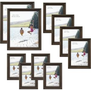 imageMCS 10pc Multi Pack Picture Frame Value Set  Two 8x10 in Four 5x7 in Four 4x6 in Black 65508Antique Pine