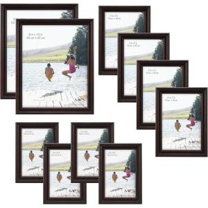 imageMCS 10pc Picture Frame Value Set  Two 8x10 in Four 5x7 in Four 4x6 in Antique Pine Stain 65706Mahogany