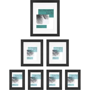 imageMCS 63895 White Woodgrain Studio Gallery 7 Piece Frame Set MultipackBlack Woodgrain