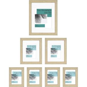 imageMCS Studio Gallery Setof7 Gallery Wall Picture Frames in Natural Woodgrain 11x14 8x10 ampamp 5x7 Rectangle Photo Frames for Photos Posters ampamp Art Prints 7Pack