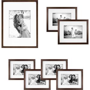 imageMCS Walnut Finish Gallery Wood 7 Piece Frame Set 65736Walnut Finish