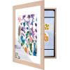 imageMCS Kids Artwork Frame Changeable Magnetic Picture Frame with Storage for Childrens Art 12 x 16 Inch with 9 x 12 Inch Mat BlackNatural Woodgrain