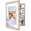 imageMCS Kids Artwork Frame Changeable Magnetic Picture Frame with Storage for Childrens Art 12 x 16 Inch with 9 x 12 Inch Mat BlackNatural Woodgrain
