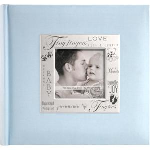 imageMCS 200Pocket Fabric Baby 4x6 Photo Album with Writing Space 85 x 85 Inches Baby Blue