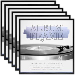 imageMCS Double Matte Record Album Frame 165x25 Record Frame White Frame for LP Vinyl Record ampamp Jacket Display 1PackAnodized Blackpack of 6