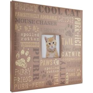 imageMCS Expandable 10Page Pet Scrapbook Album with Photo Opening Cover and 12 x 12 Inch Pages 135 x 125 Inch Cat