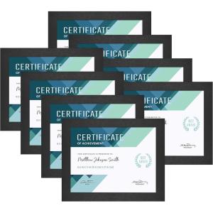 imageMCS Studio Gallery Document Frame Set Certificate Frame Fits 85 x 11 Diplomas Documents ampamp Certificates Black Woodgrain 8Pack