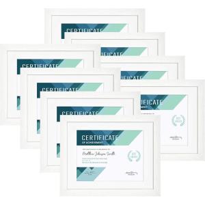 imageMCS Studio Gallery Matted Document Frame Set 11 x 14 Matted Certificate Frames Fit 85 x 11 Diplomas Documents ampamp Certificates White Woodgrain 8Pack