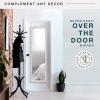 imageMCS 16x55 Black Over The Door Mirror Full Length Hanging Mirror for Bedroom and Bathroom Doors No Tools RequiredGray Woodgrain