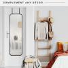 imageMCS 19x55 White Metal Over The Door Mirror With Rounded Corners Full Length Hanging Mirror for Bedroom and Bathroom Doors No Tools RequiredBlack