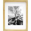 imageMCS Gallery Wooden Picture Frame for Canvas Art Boards Photos and more White 8x10 with 5x7 MatNatural