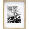 imageMCS Gallery Wooden Picture Frame for Canvas Art Boards Photos and more White 8x10 with 5x7 MatNatural