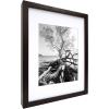 imageMCS Gallery Wooden Picture Frame for Canvas Art Boards Photos and more White 8x10 with 5x7 MatWalnut