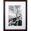 imageMCS Gallery Wooden Picture Frame for Canvas Art Boards Photos and more White 8x10 with 5x7 MatWalnut