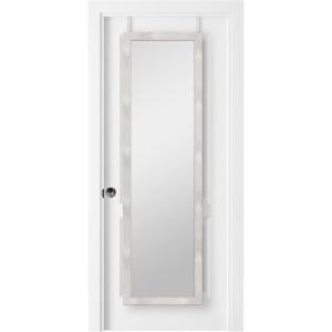 imageMCS 16x55 Black Over The Door Mirror Full Length Hanging Mirror for Bedroom and Bathroom Doors No Tools RequiredGray Woodgrain