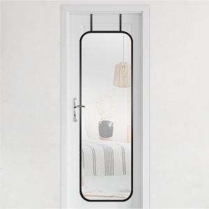 imageMCS 19x55 White Metal Over The Door Mirror With Rounded Corners Full Length Hanging Mirror for Bedroom and Bathroom Doors No Tools RequiredBlack