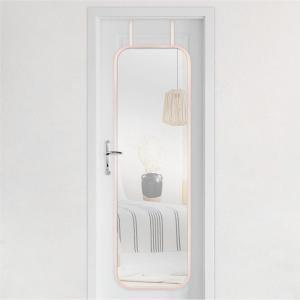 imageMCS 19x55 White Metal Over The Door Mirror With Rounded Corners Full Length Hanging Mirror for Bedroom and Bathroom Doors No Tools RequiredBlush