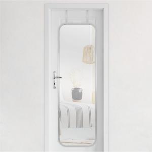 imageMCS 19x55 White Metal Over The Door Mirror With Rounded Corners Full Length Hanging Mirror for Bedroom and Bathroom Doors No Tools RequiredSilver