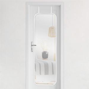 imageMCS 19x55 White Metal Over The Door Mirror With Rounded Corners Full Length Hanging Mirror for Bedroom and Bathroom Doors No Tools RequiredWhite