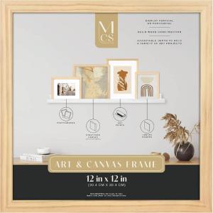 imageMCS Gallery Wooden Frame for Canvas Art Boards Photos and more Natural 12x12 Inch
