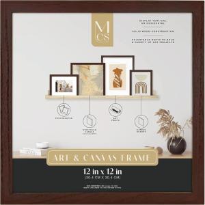 imageMCS Gallery Wooden Frame for Canvas Art Boards Photos and more Walnut 12x12 Inch